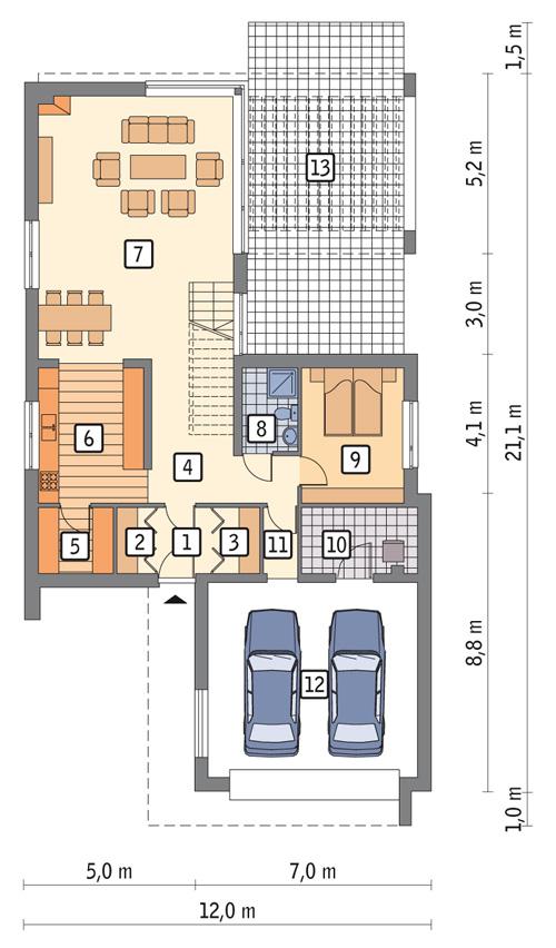 Rzut parteru POW. 143,1 m²
