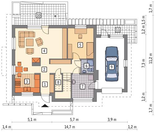 Rzut parteru POW. 97,7 m²