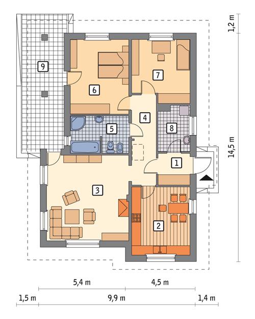 Rzut parteru POW. 100,2 m²