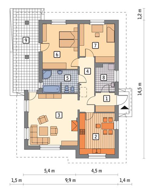 Rzut parteru POW. 100,2 m²