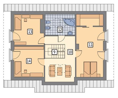 Rzut poddasza lustro POW. 85,2 m²