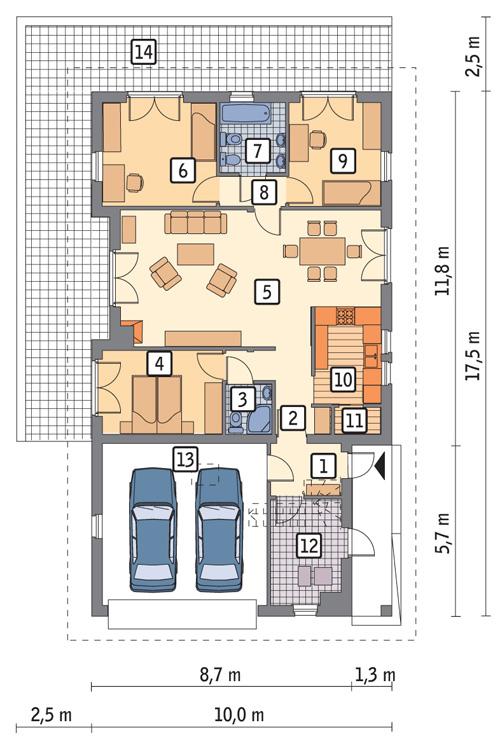 Rzut parteru POW. 135,6 m²