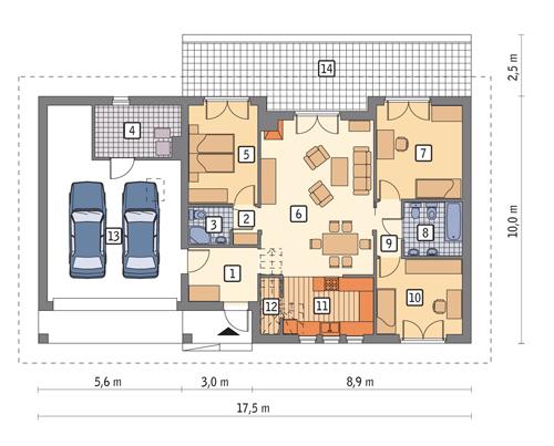 Rzut parteru POW. 132,4 m²