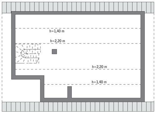 Rzut poddasza: do indywidualnej adaptacji (42,8 m2 powierzchni użytkowej)