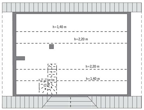 Rzut poddasza: do indywidualnej adaptacji (46,8 m2 powierzchni użytkowej)