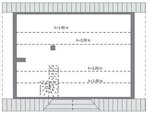 Rzut poddasza: do indywidualnej adaptacji (46,8 m2 powierzchni użytkowej)