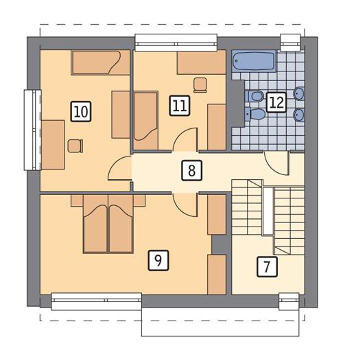 Rzut piętra POW. 64,9 m²