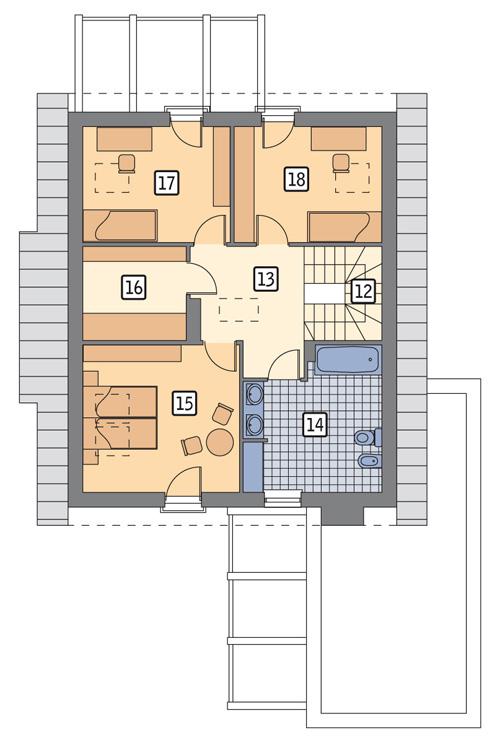 Rzut poddasza POW. 75,3 m²