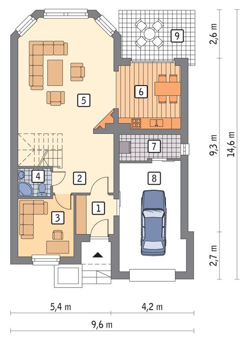 Rzut parteru POW. 94,5 m²