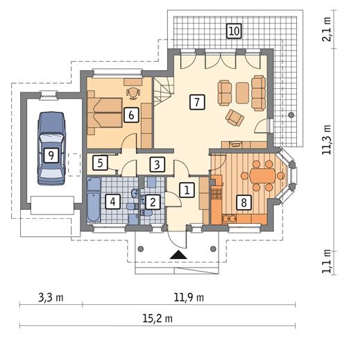 Rzut parteru POW. 101,2 m²