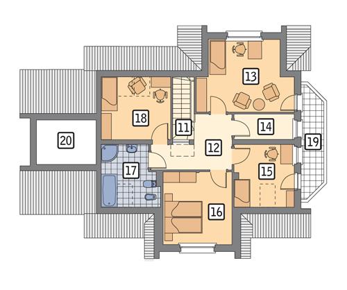 Rzut poddasza POW. 104,0 m²