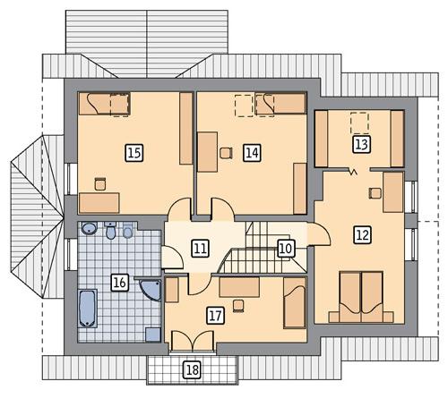 Rzut poddasza lustro POW. 107,5 m²