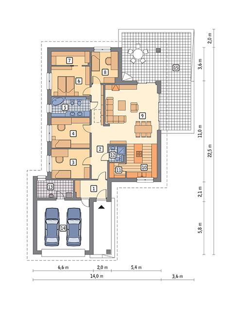 Rzut parteru POW. 175,1 m²