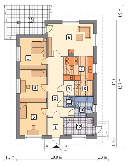 Rzut parteru POW. 111,2 m²