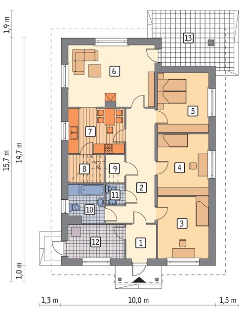 Rzut parteru lustro POW. 111,2 m²
