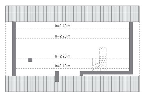Rzut poddasza: do indywidualnej adaptacji (44,6 m2 powierzchni użytkowej)