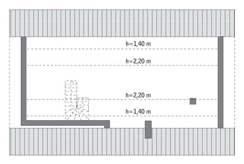 Rzut poddasza lustro: do indywidualnej adaptacji (44,6 m2 powierzchni użytkowej)