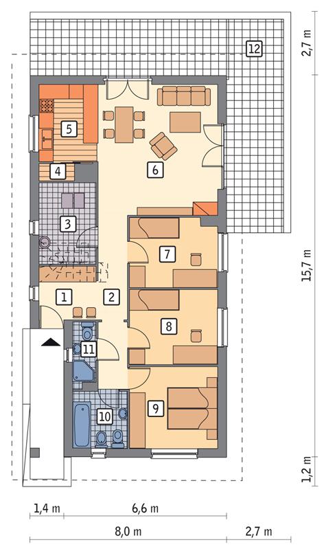 Rzut parteru POW. 95,7 m²