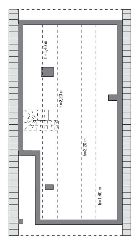 Rzut poddasza: do indywidualnej adaptacji (44,1 m2 powierzchni użytkowej)
