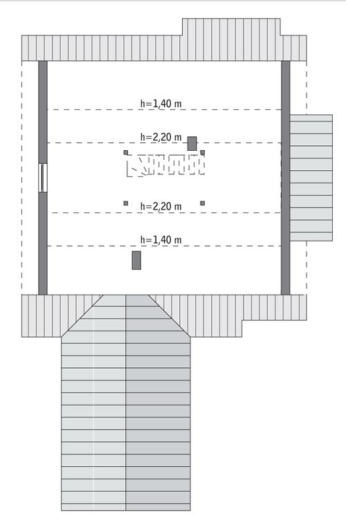 Rzut poddasza: do indywidualnej adaptacji (39,4 m2 powierzchni użytkowej)