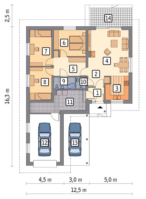 Rzut parteru lustro POW. 112,4 m²