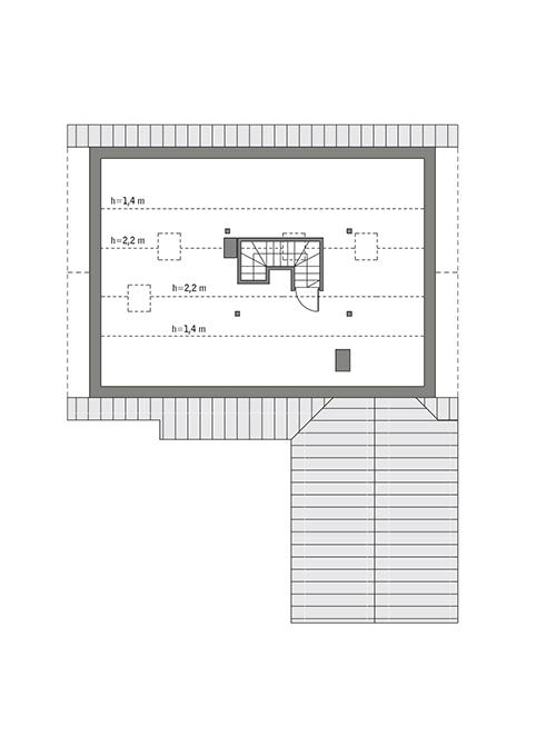Rzut poddasza: do indywidualnej adaptacji (35,2 m2 powierzchni użytkowej)