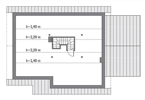 Rzut poddasza: do indywidualnej adaptacji (35,2 m2 powierzchni użytkowej)