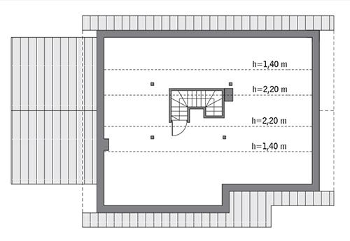 Rzut poddasza lustro: do indywidualnej adaptacji (35,2 m2 powierzchni użytkowej)