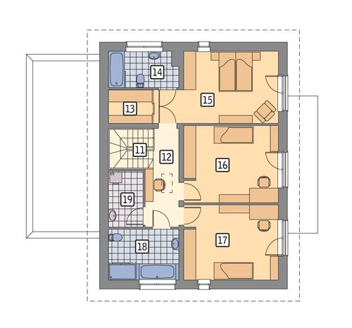 Rzut piętra POW. 87,4 m²