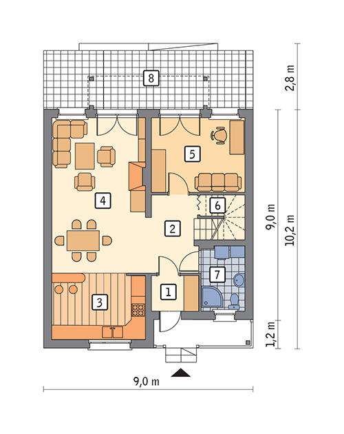 Rzut parteru POW. 67,1 m²