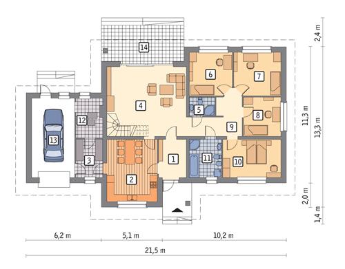 Rzut parteru POW. 177,6 m²