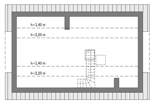 Rzut poddasza lustro: do indywidualnej adaptacji (39,7 m2 powierzchni użytkowej)