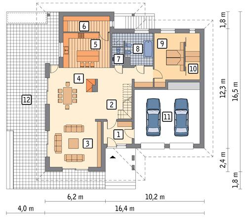 Rzut parteru POW. 178,5 m²