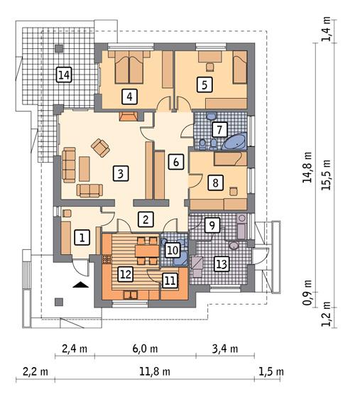 Rzut parteru POW. 130,6 m²