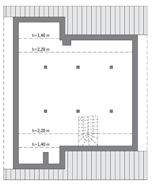 Rzut poddasza: Do indywidualnej adaptacji (74,2 m2 powierzchni użytkowej)