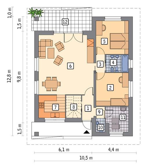 Rzut parteru lustro POW. 89,3 m²
