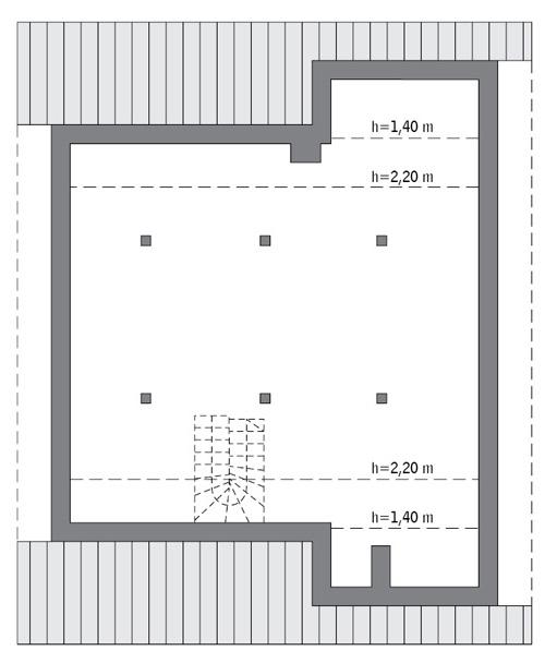 Rzut poddasza lustro: Do indywidualnej adaptacji (74,2 m2 powierzchni użytkowej)