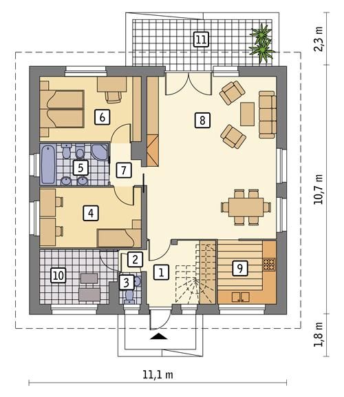 Rzut parteru POW. 93,3 m²