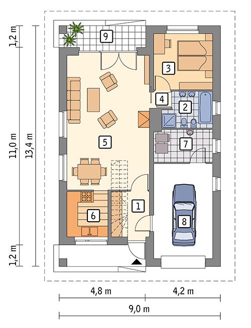 Rzut parteru lustro POW. 83,9 m²