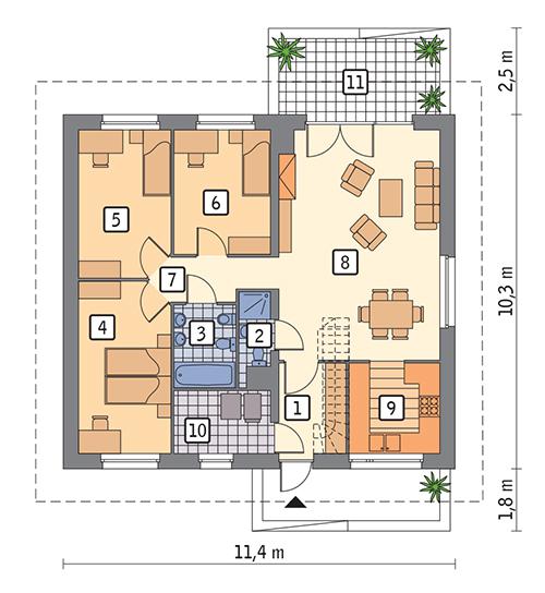 Rzut parteru POW. 91,6 m²