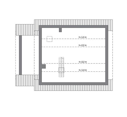 Rzut poddasza: Do indywidualnej adaptacji (44,7 m2 powierzchni użytkowej)