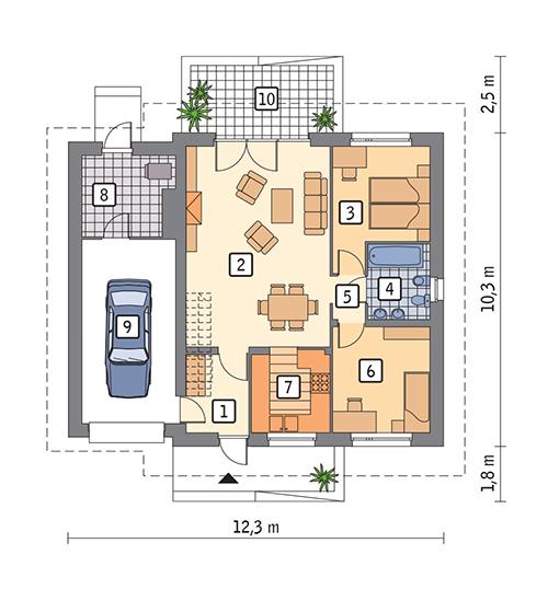 Rzut parteru POW. 97,9 m²
