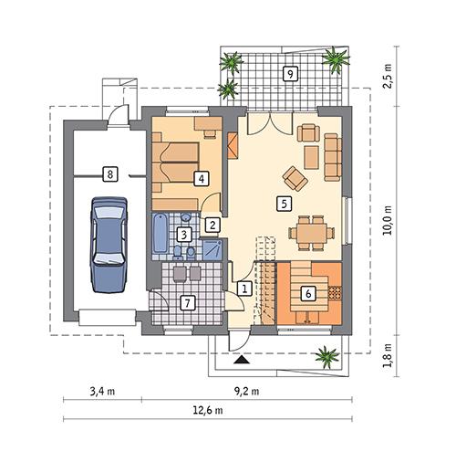 Rzut parteru POW. 94,2 m²