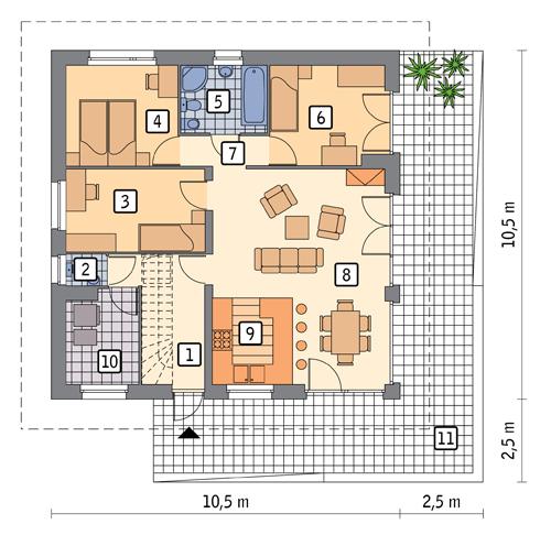 Rzut parteru POW. 86,0 m²