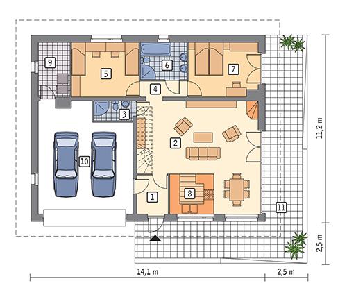 Rzut parteru POW. 126,5 m²