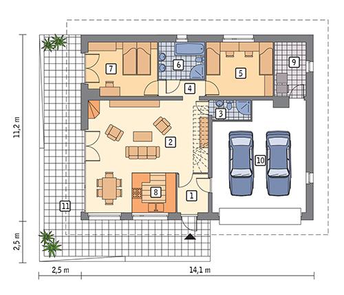 Rzut parteru lustro POW. 126,5 m²