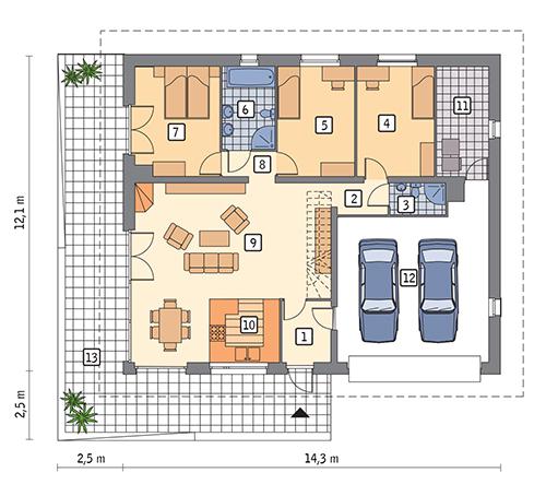 Rzut parteru lustro POW. 139,2 m²