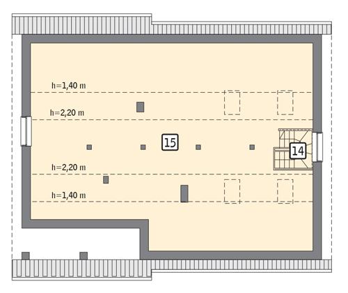 Rzut poddasza: II etap realizacji - do indywidualnej aranżacji (59,3 m2 powierzchni użytkowej)