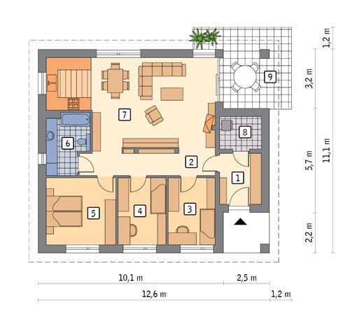 Rzut parteru POW. 97,8 m²