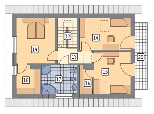 Rzut poddasza POW. 74,3 m²